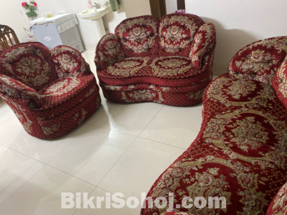 Maroon golden velvet  Usable Sofa 3+2+1 set